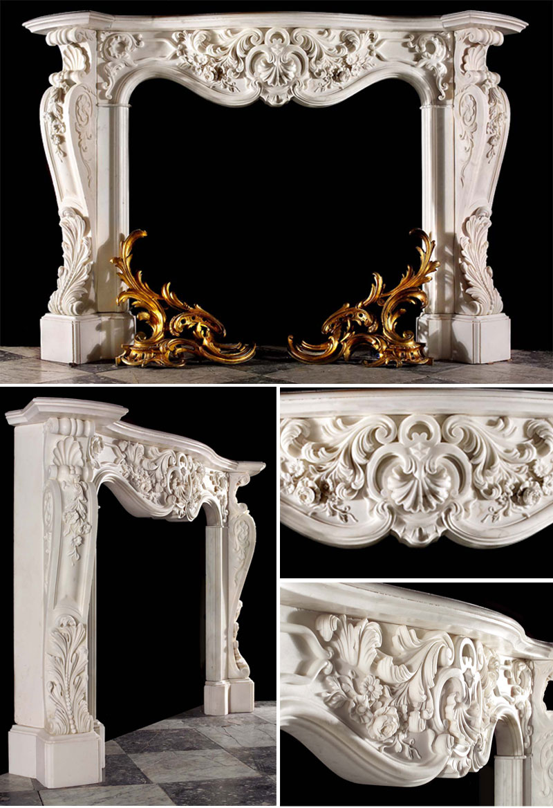Decorative French style marble fireplace mantels