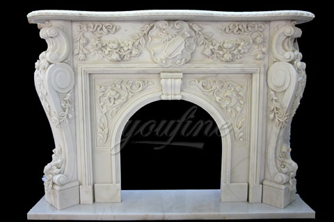 Antique large luxury beige Victorian marble fireplace mantels on sale