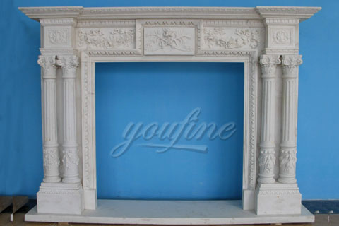 Decorative Regency beige marble fireplace mantels for sale