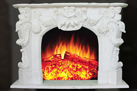 Decorative indoor marble fireplace frames with angel for sale