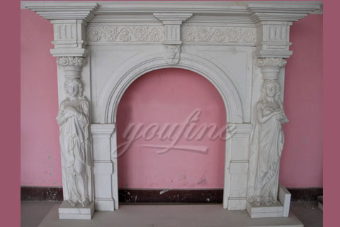 Decorative statue marble fireplace mantels for sale