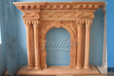 High quality Victorian beige marble fireplace mantels for sale