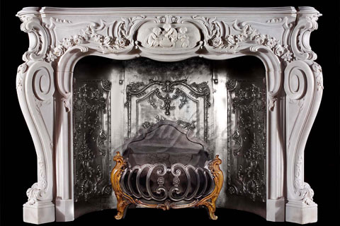 High quality decorative French natural marble fireplace surround for sale