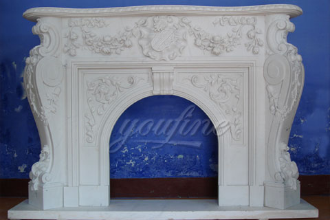 Indoor Victorian white marble fireplace frame for decoration