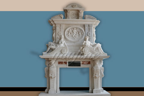 Luxury decorativewhite marble fireplace over mantel on sale