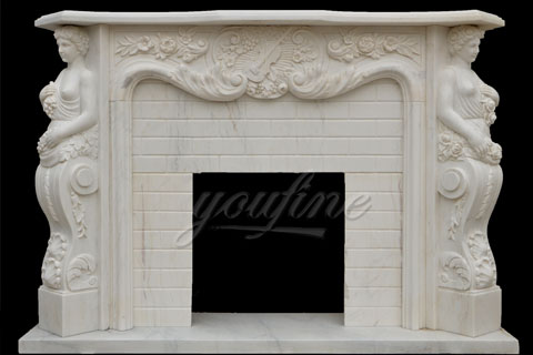 New design indoor decorative French style beige marble fireplaces